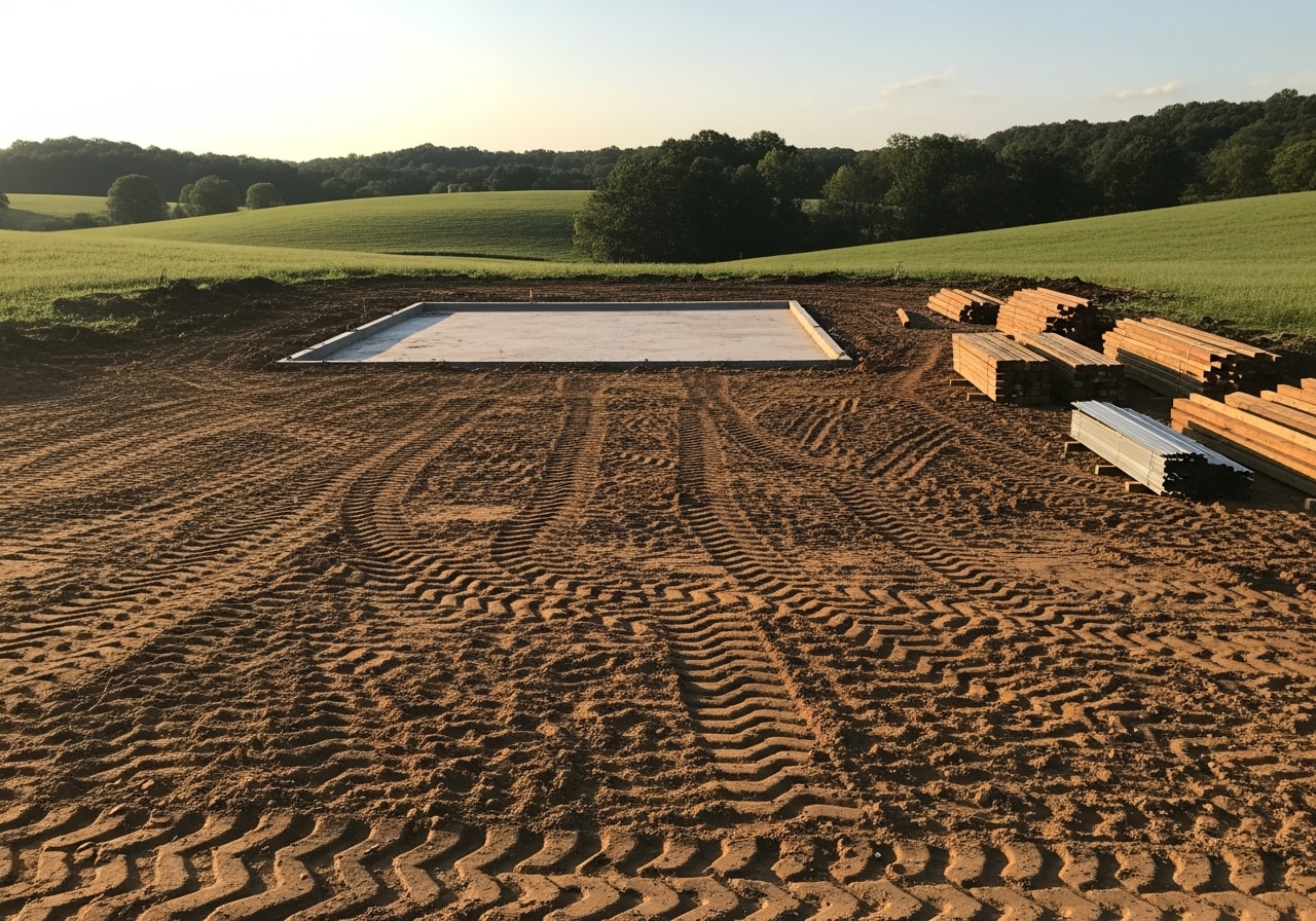 Cleared rural property after barn demolition and site cleanup in Florence, Kentucky