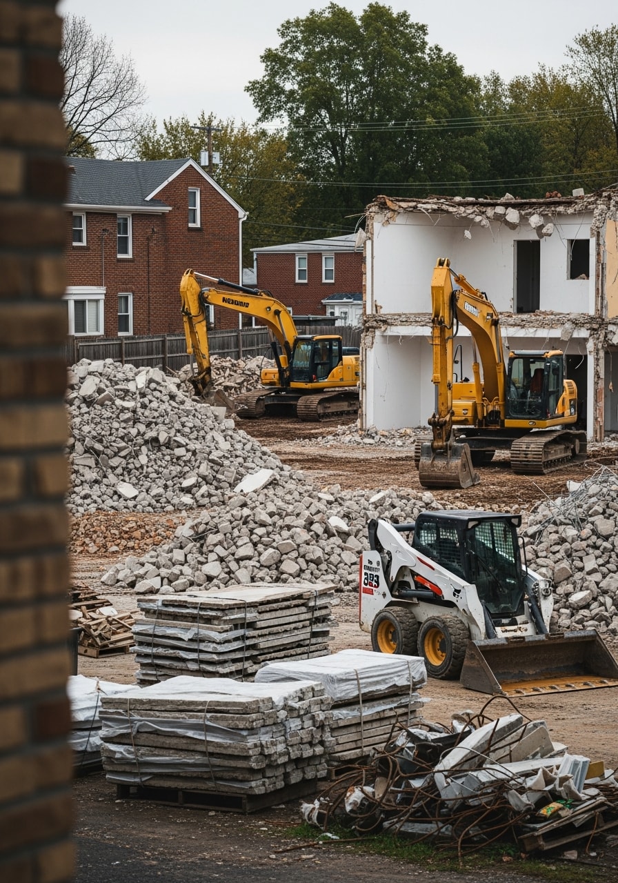 A professional contractor working on an Erlanger property with organized materials and quality workmanship visible.